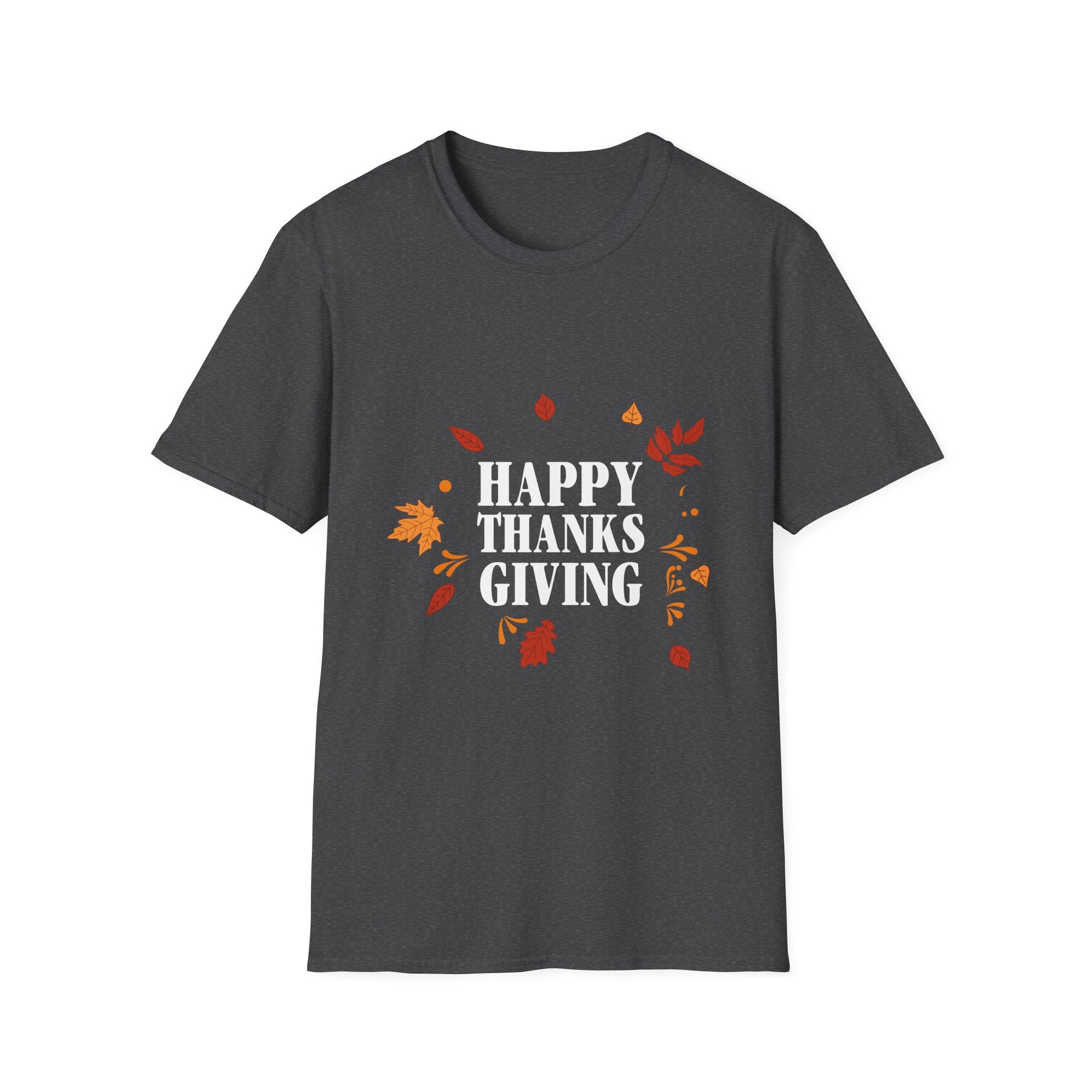 Thanksgiving T-Shirt — "Happy Thanks Giving" Fall Leaves Holiday Tee  Unisex T-Shirt