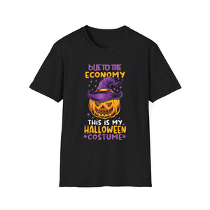 Halloween T-Shirt — “Due to the Economy This Is My Halloween Costume” Pumpkin Witch Tee