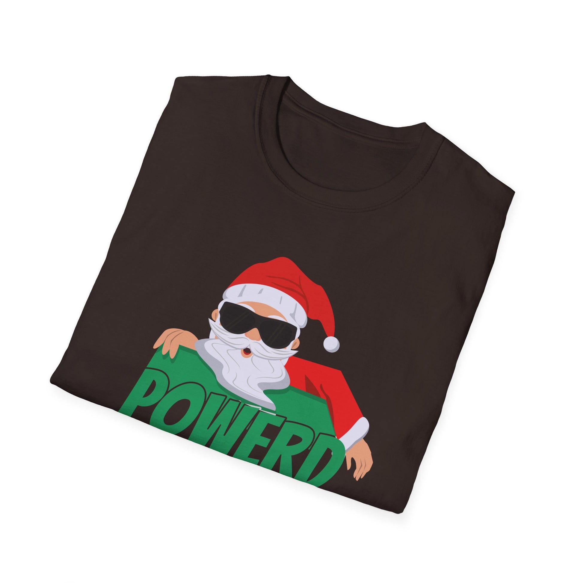 Christmas T-Shirt — "Powered by Christmas Spirit" Holiday Santa Tee
