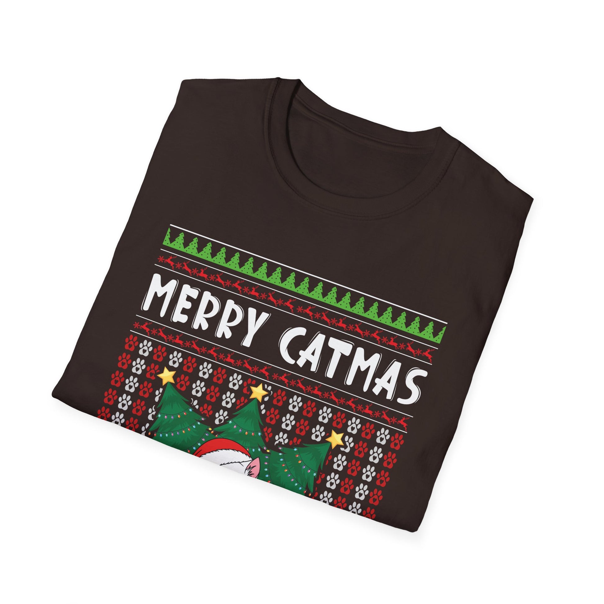 Merry Catmas T-Shirt — Cute Christmas Cat Ugly Sweater Tee