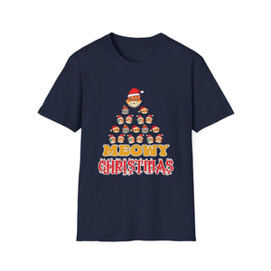 Meowy Christmas T-Shirt — Cute Santa Cat Holiday Tee