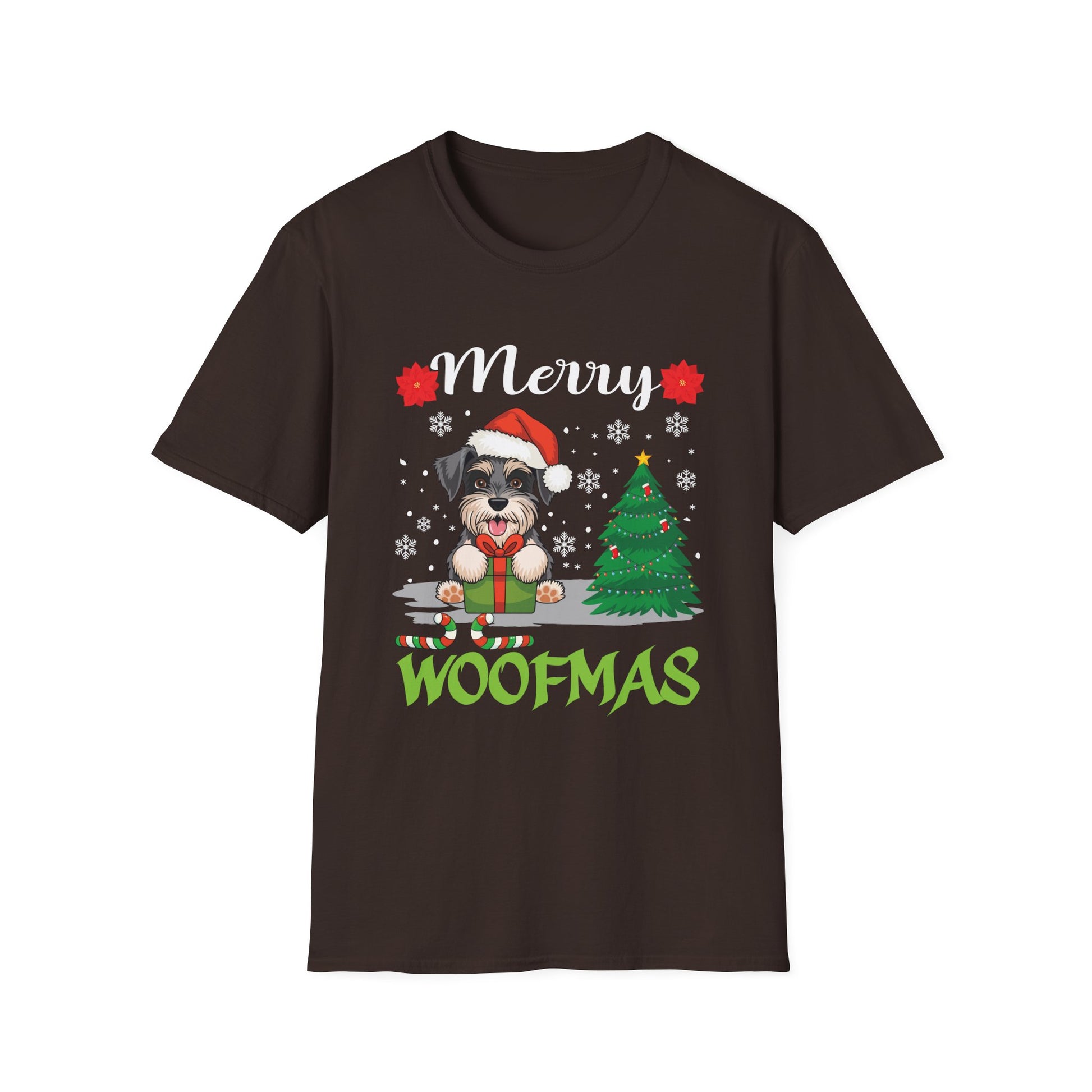 Miniature Schnauzer Merry Woofmas Christmas Dog Gift Unisex Softstyle T-Shirt