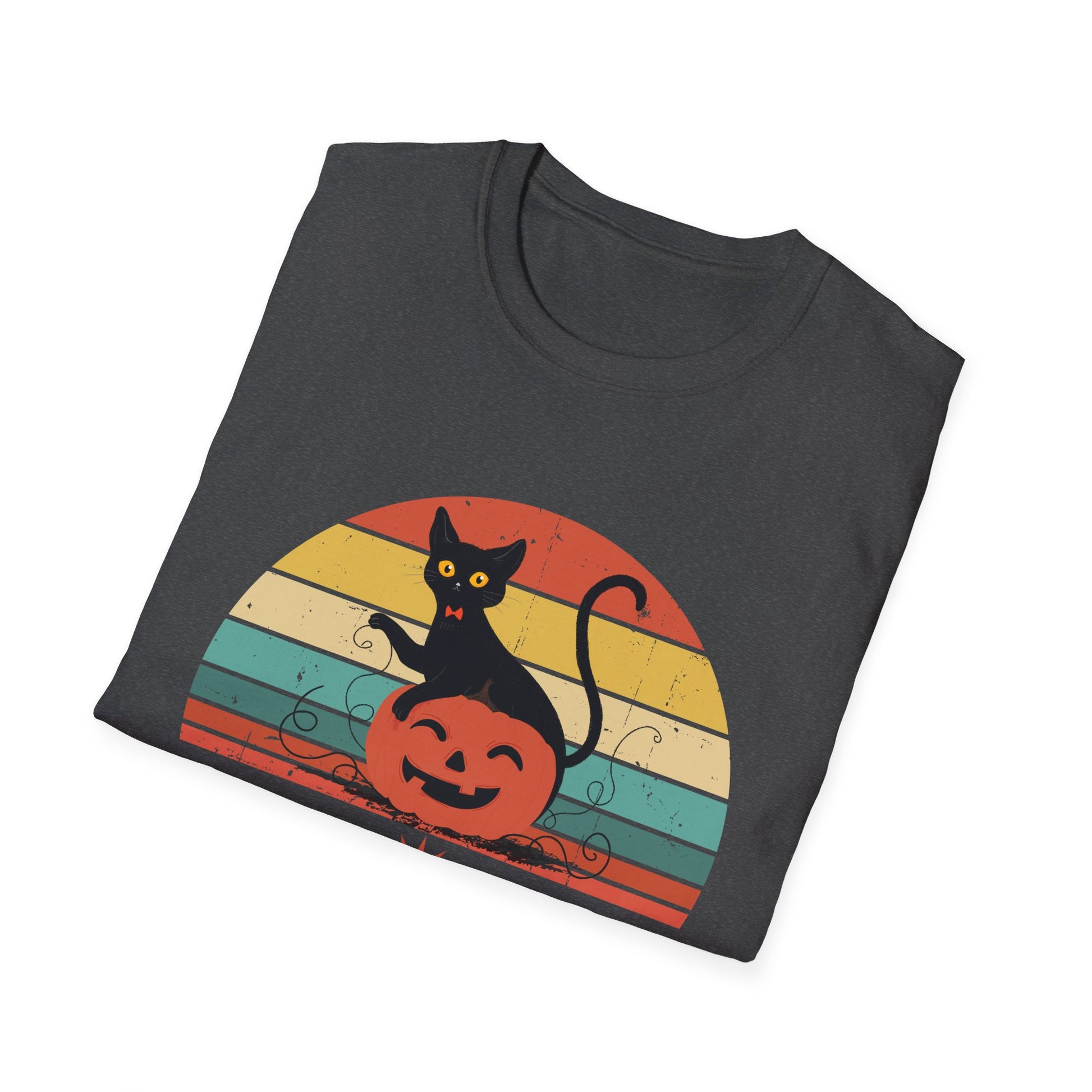 Black Cat sitting in a Pumpkin for Cat Lover - Halloween T-Shirt
