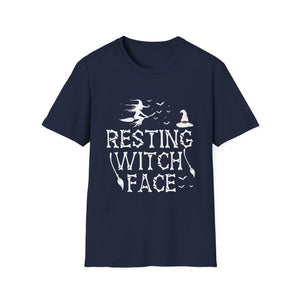 Women Girls Funny Halloween Resting Witch Face T-Shirt