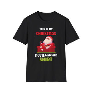 Christmas Movie Watching T-Shirt — Santa Relaxing on Couch Holiday Tee