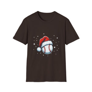 Christmas Baseball Xmas Santa Sports Hat Ball Kids Boys Men Unisex T-Shirt
