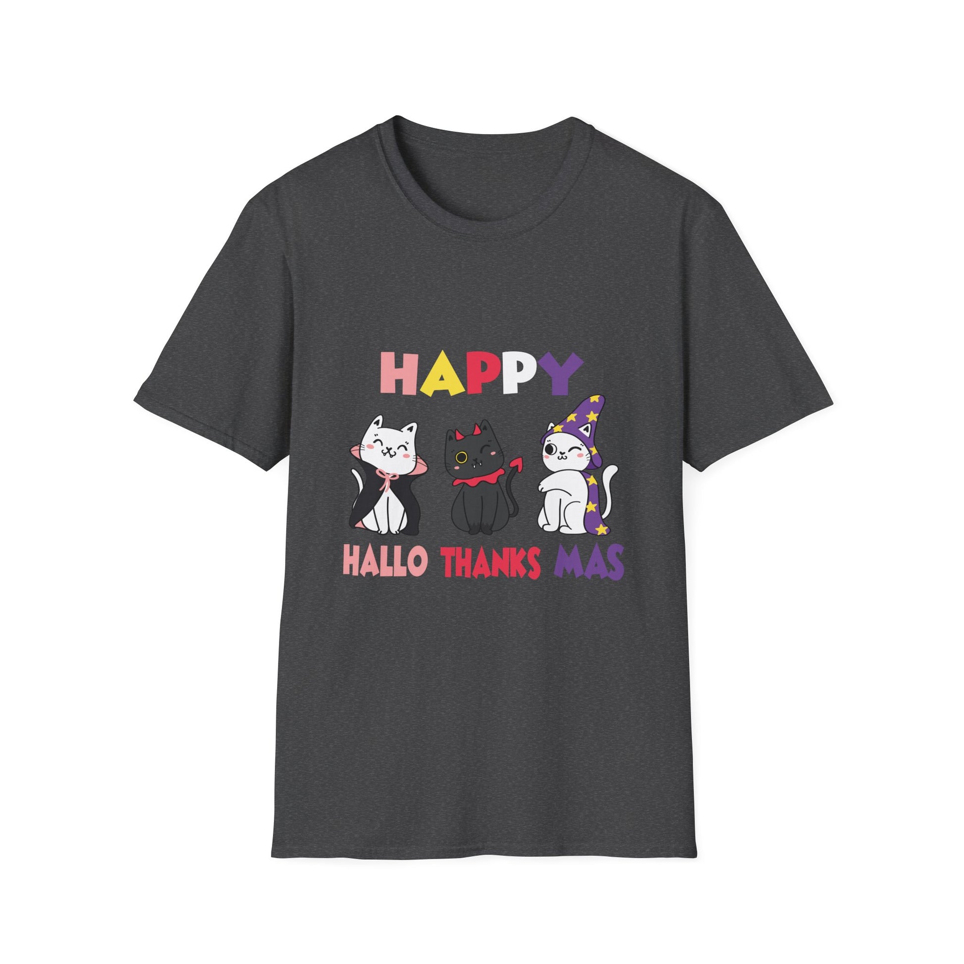 Halloween Thanksgiving Christmas Happy HalloThanksMas Cats Unisex T-Shirt