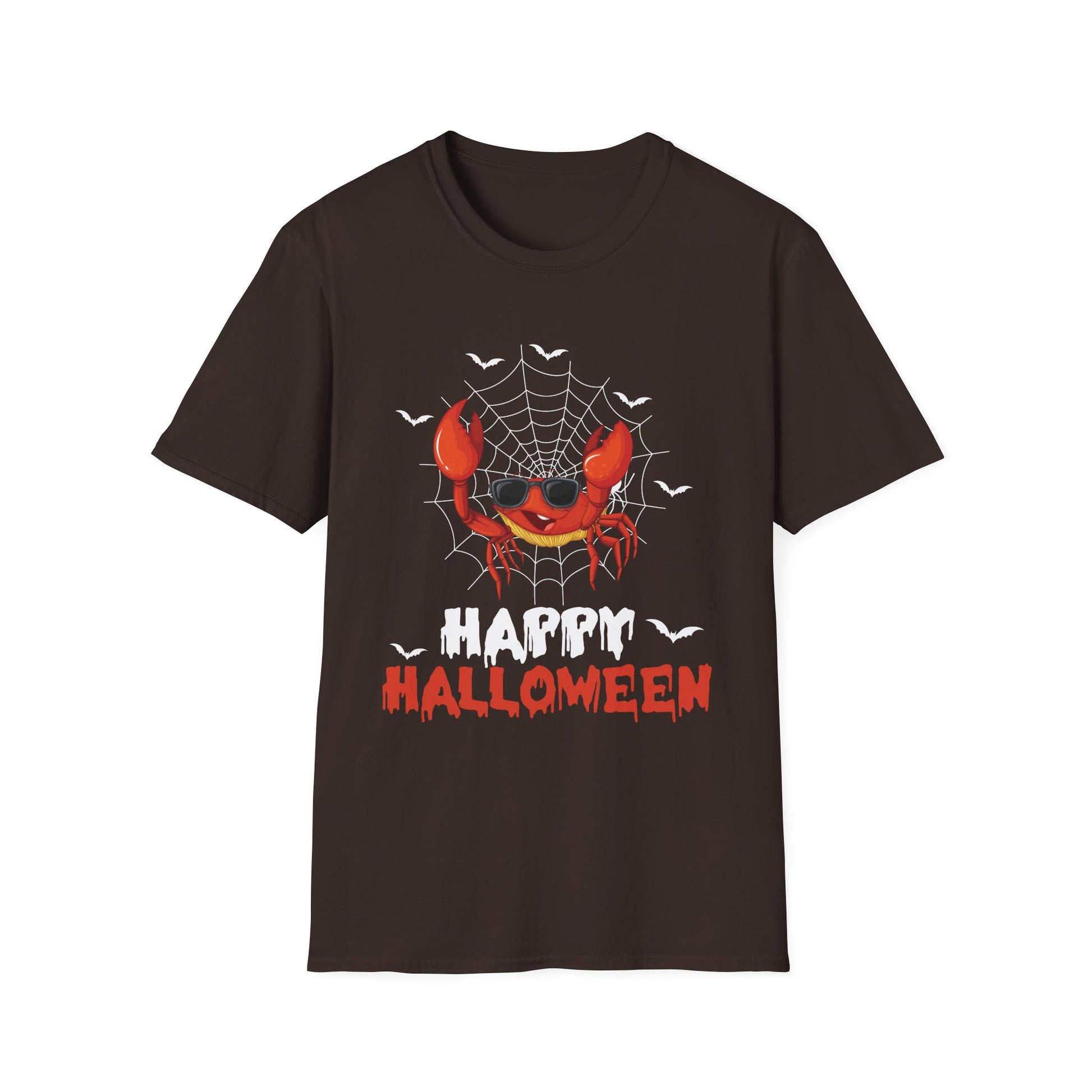 Halloween Crab T-Shirt — Spooky Jack-O’-Crab with Spiderweb & 'Happy Halloween'