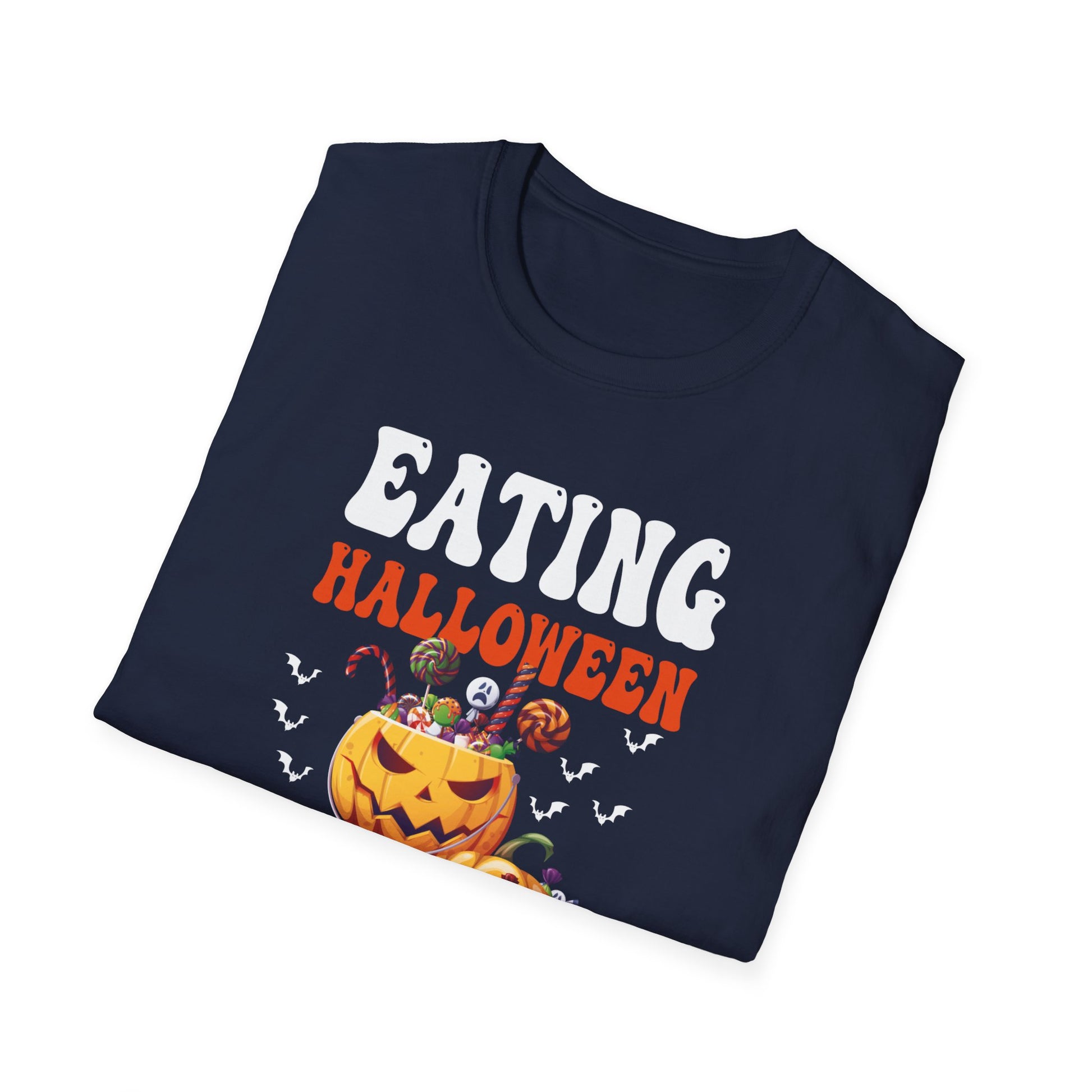 Halloween Expecting Pregnant Eating Halloween Candy for 2 T-Shirt Unisex Softstyle T-Shirt