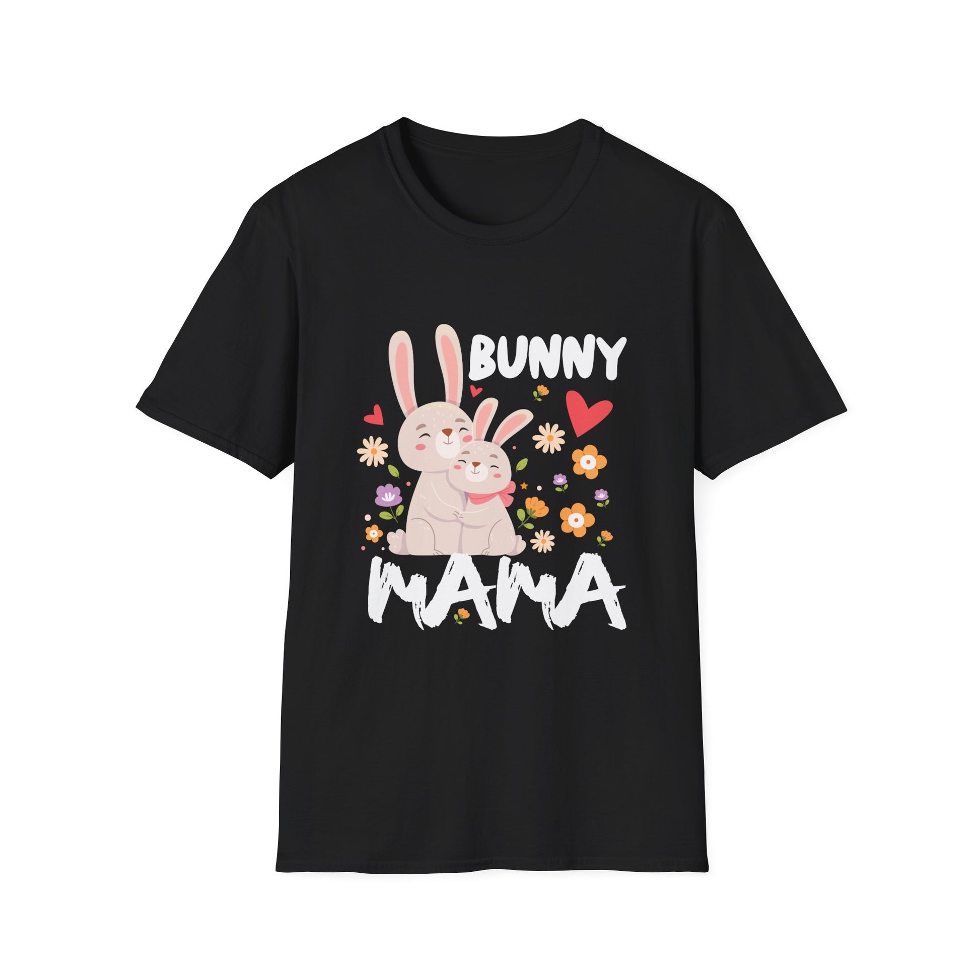 Bunny Mama T-Shirt — Cute Mother's Day Rabbit Tee with Floral Hearts
