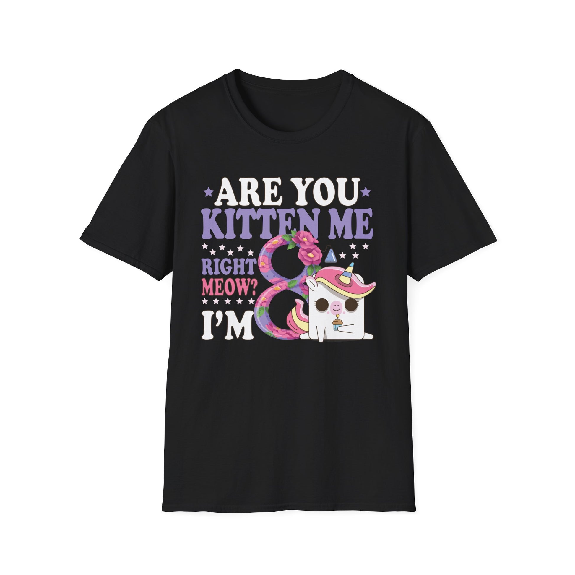 8th Birthday For Girls 8 yr 8 Year Old Kitten Cat Birthday Unisex T-Shirt
