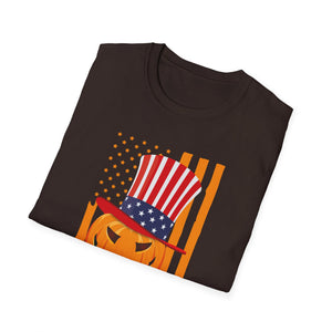 Patriotic Jack-O'-Lantern T-Shirt — American Flag Halloween Tee