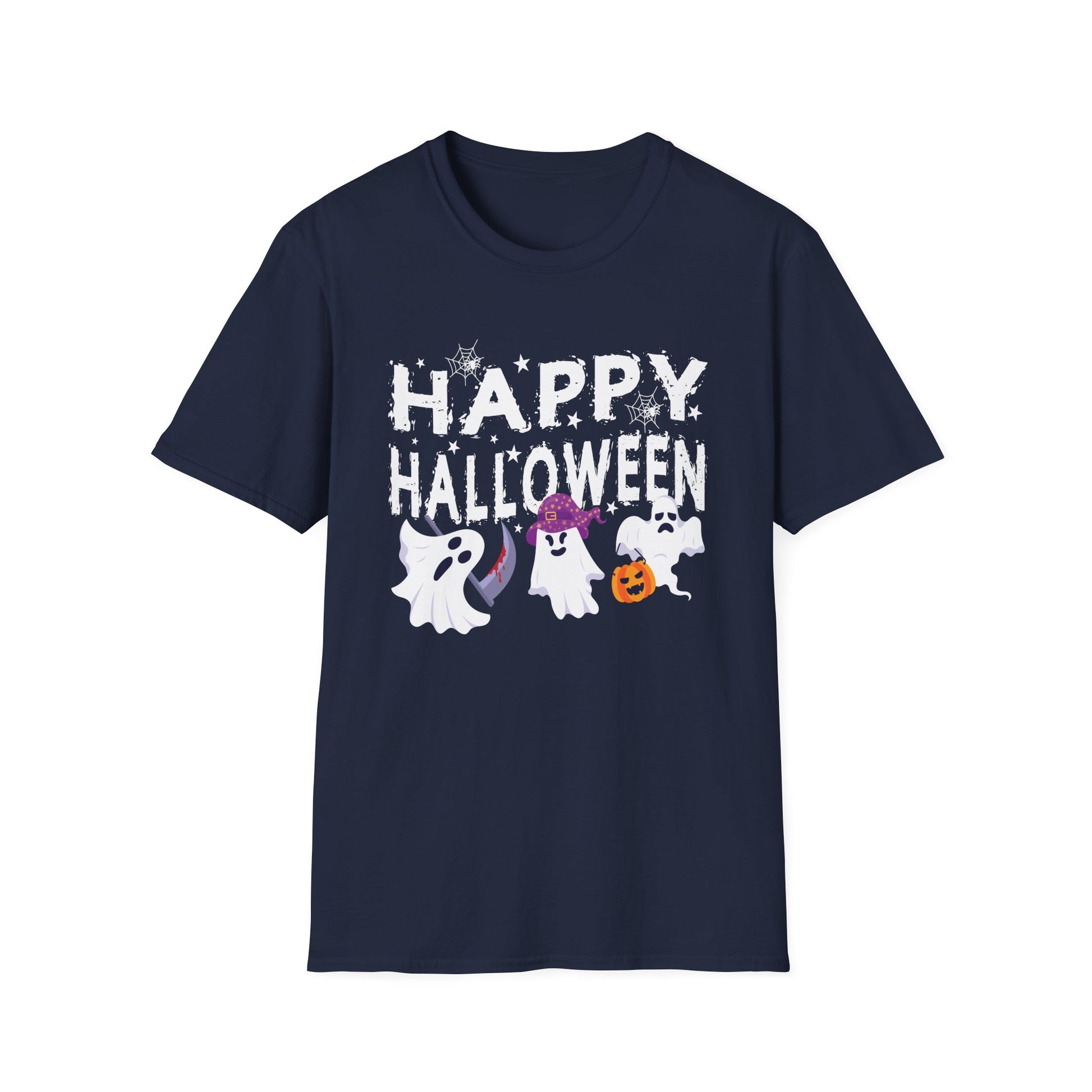 Happy Halloween Ghosts T-Shirt — Cute Spooky Graphic Tee for Halloween