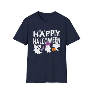 Happy Halloween Ghosts T-Shirt — Cute Spooky Graphic Tee for Halloween