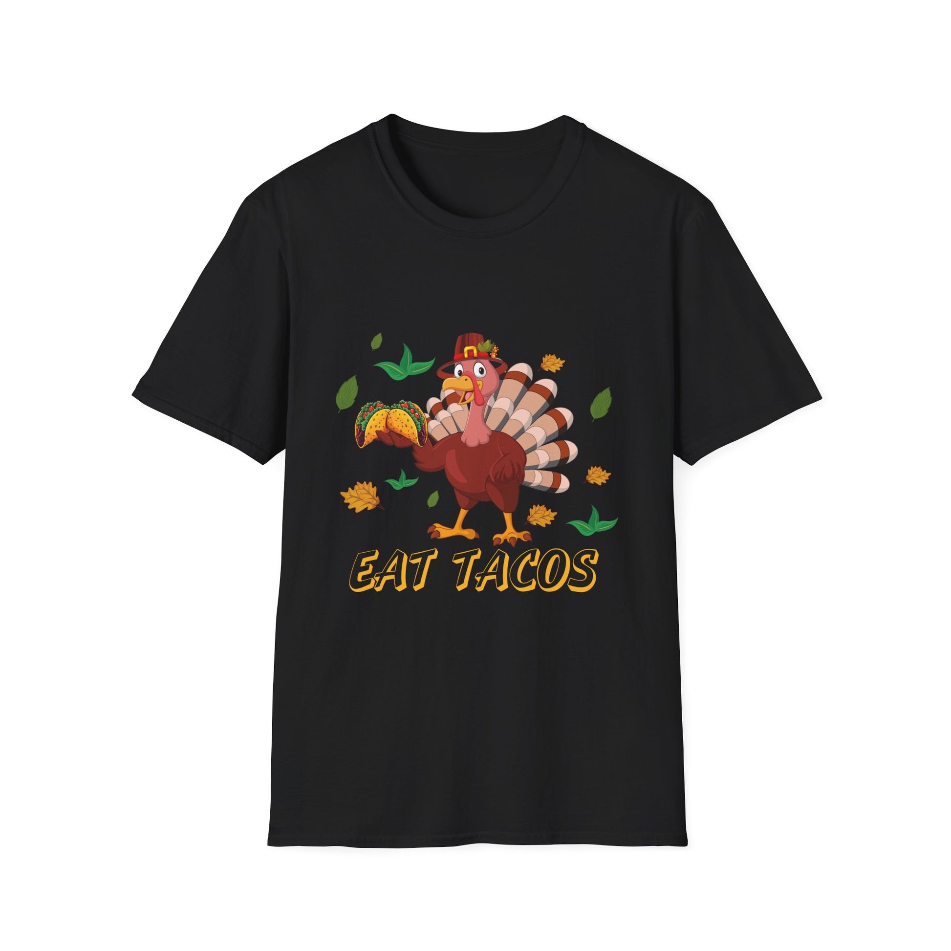 Funny Thanksgiving Turkey T-Shirt “Eat Tacos” — Cute Holiday Turkey Graphic Tee  Unisex T-Shirt
