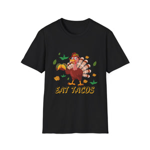 Funny Thanksgiving Turkey T-Shirt “Eat Tacos” — Cute Holiday Turkey Graphic Tee  Unisex T-Shirt