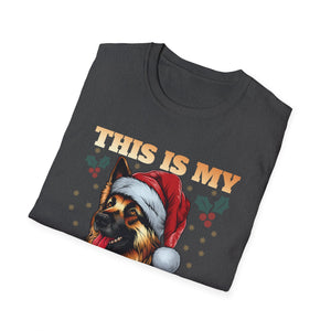 Christmas Pajama Shirt T‑Shirt – German Shepherd in Santa Hat (This Is My Christmas Pajama Shirt)