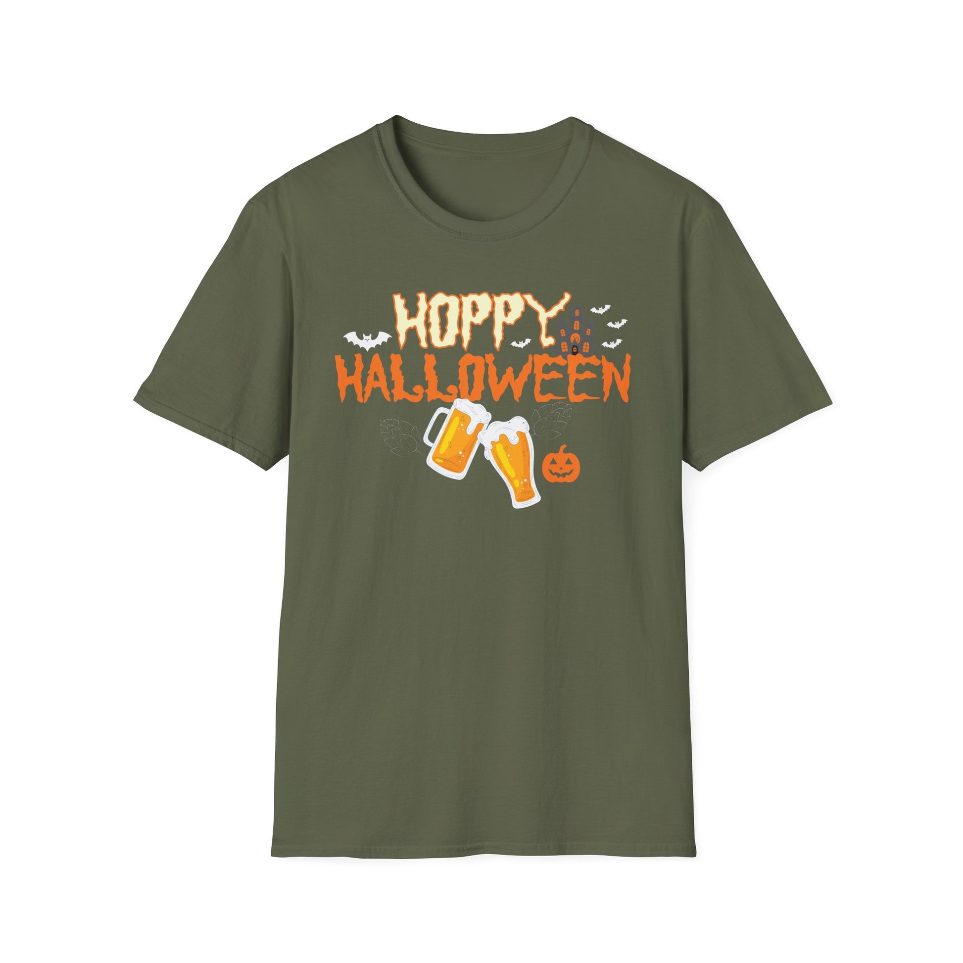 Hoppy Halloween T-Shirt — Beer Cheers Pumpkin Graphic Tee for Halloween Party