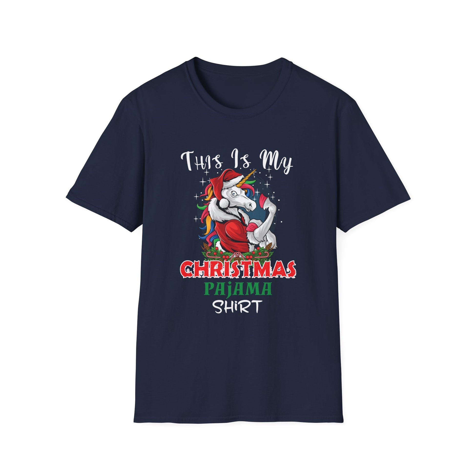 Christmas Pajama Shirt T-Shirt — 'This Is My Christmas Pajama Shirt' Unicorn Holiday Tee