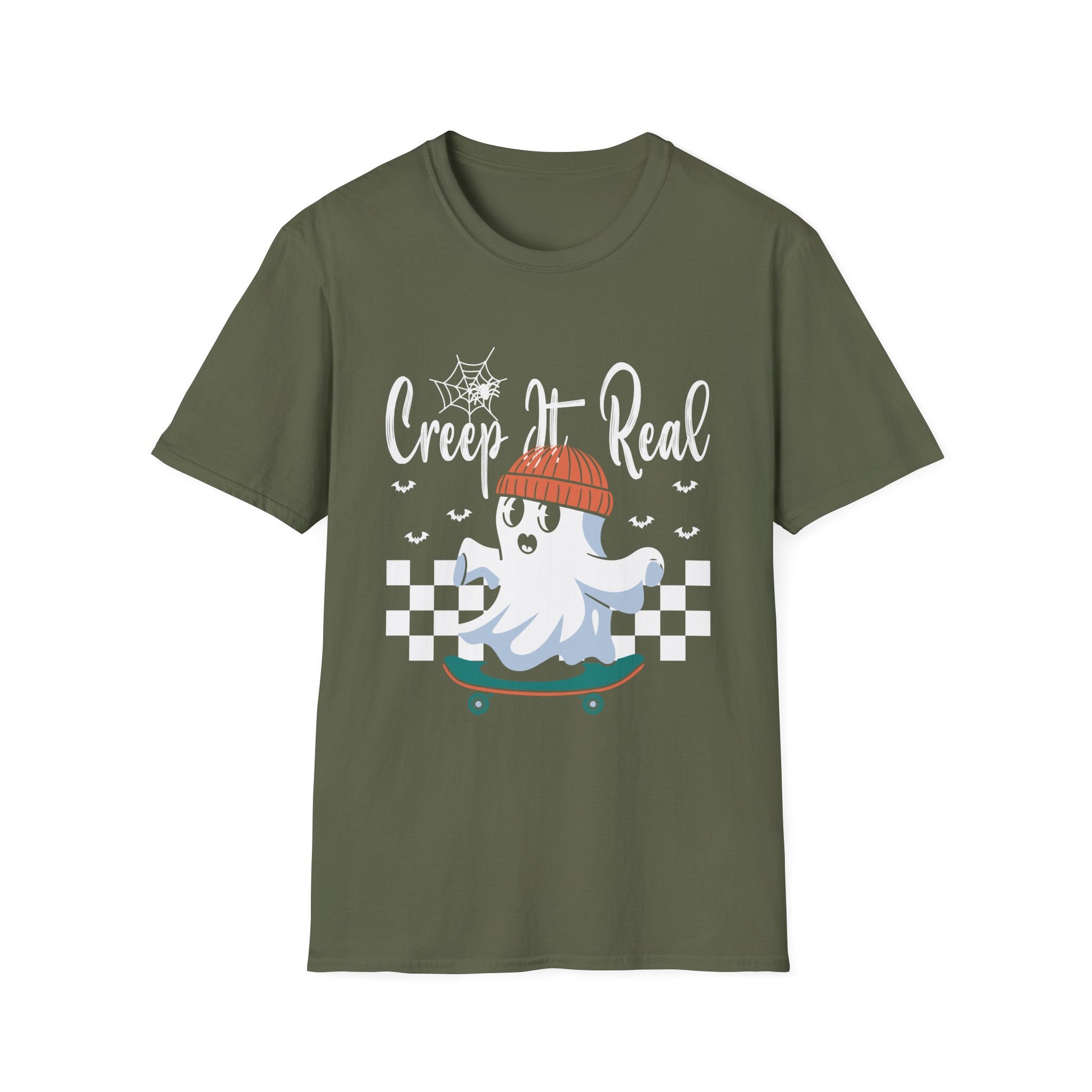 Creep It Real Skateboarding Ghost Halloween T-Shirt
