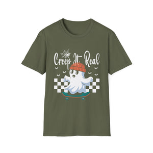 Creep It Real Skateboarding Ghost Halloween T-Shirt