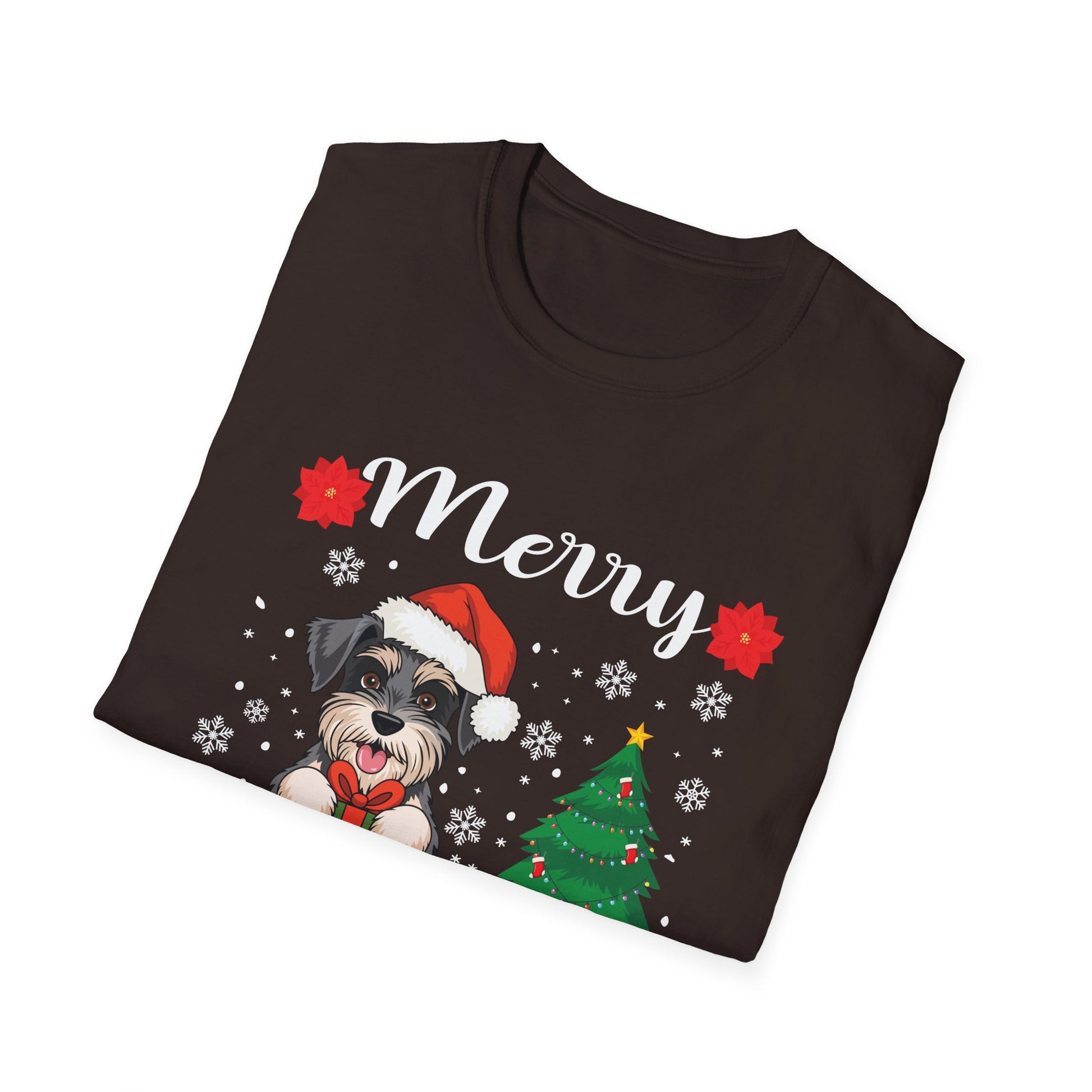Miniature Schnauzer Merry Woofmas Christmas Dog Gift Unisex Softstyle T-Shirt