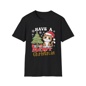 Mewy Christmas_ Cute Cat Christmas Unisex Softstyle T-Shirt