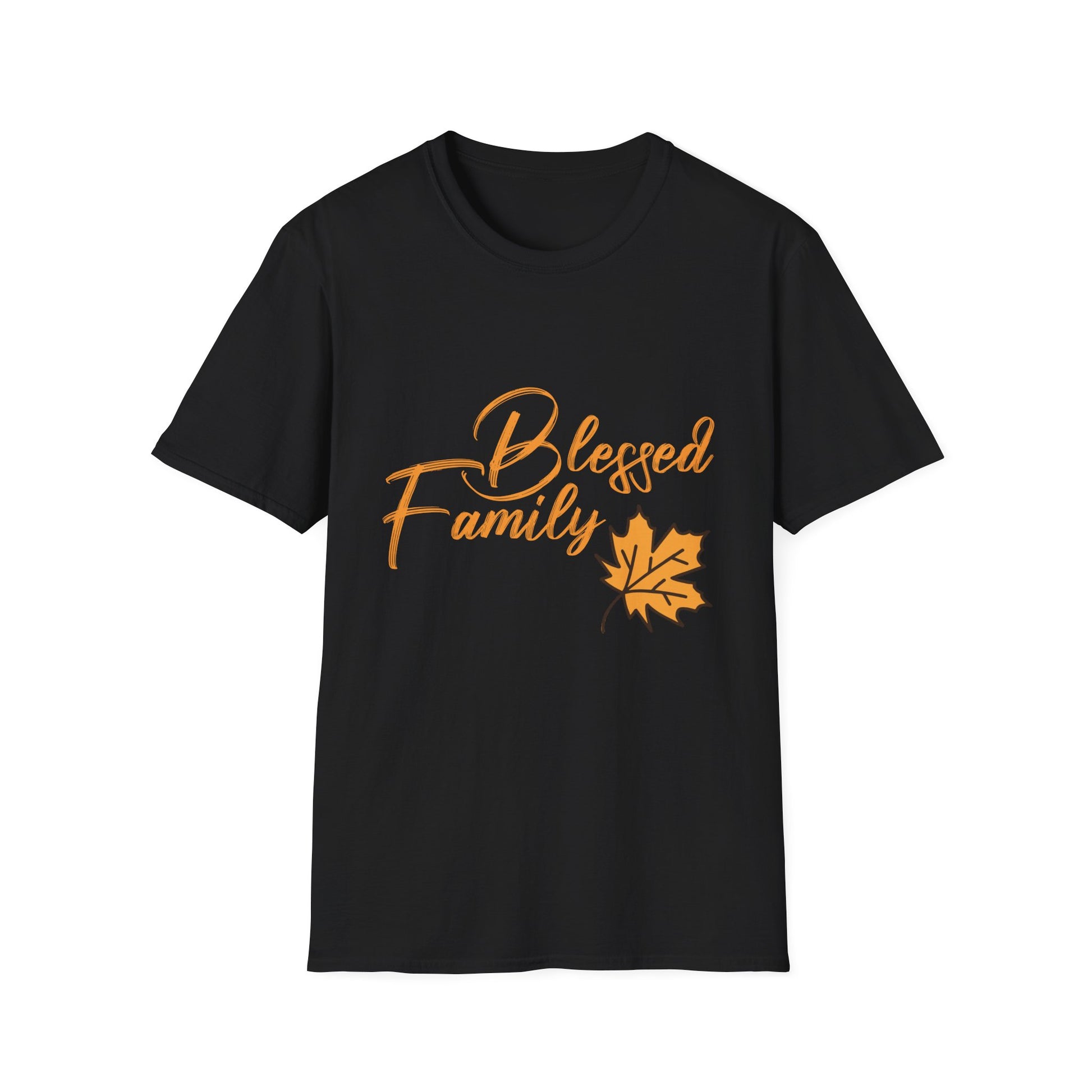 Blessed Family T-Shirt — Fall Leaf Design, Thanksgiving Family Tee  Unisex T-Shirt