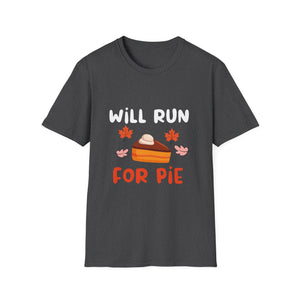 Fun Fall T-Shirt: 'Will Run for Pie' Unisex Softstyle Tee