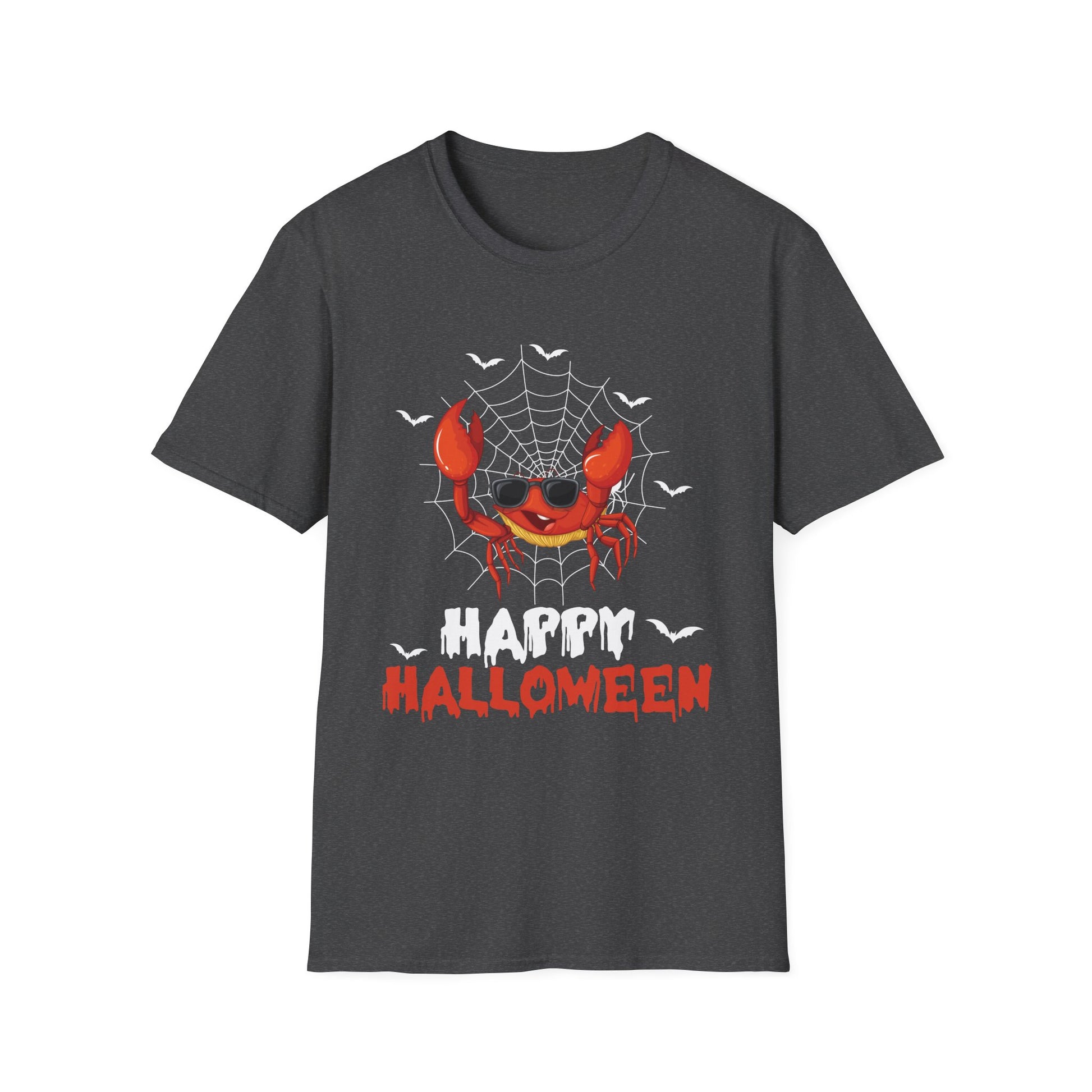 Halloween Crab T-Shirt — Spooky Jack-O’-Crab with Spiderweb & 'Happy Halloween'