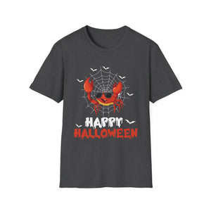 Halloween Crab T-Shirt — Spooky Jack-O’-Crab with Spiderweb & 'Happy Halloween'