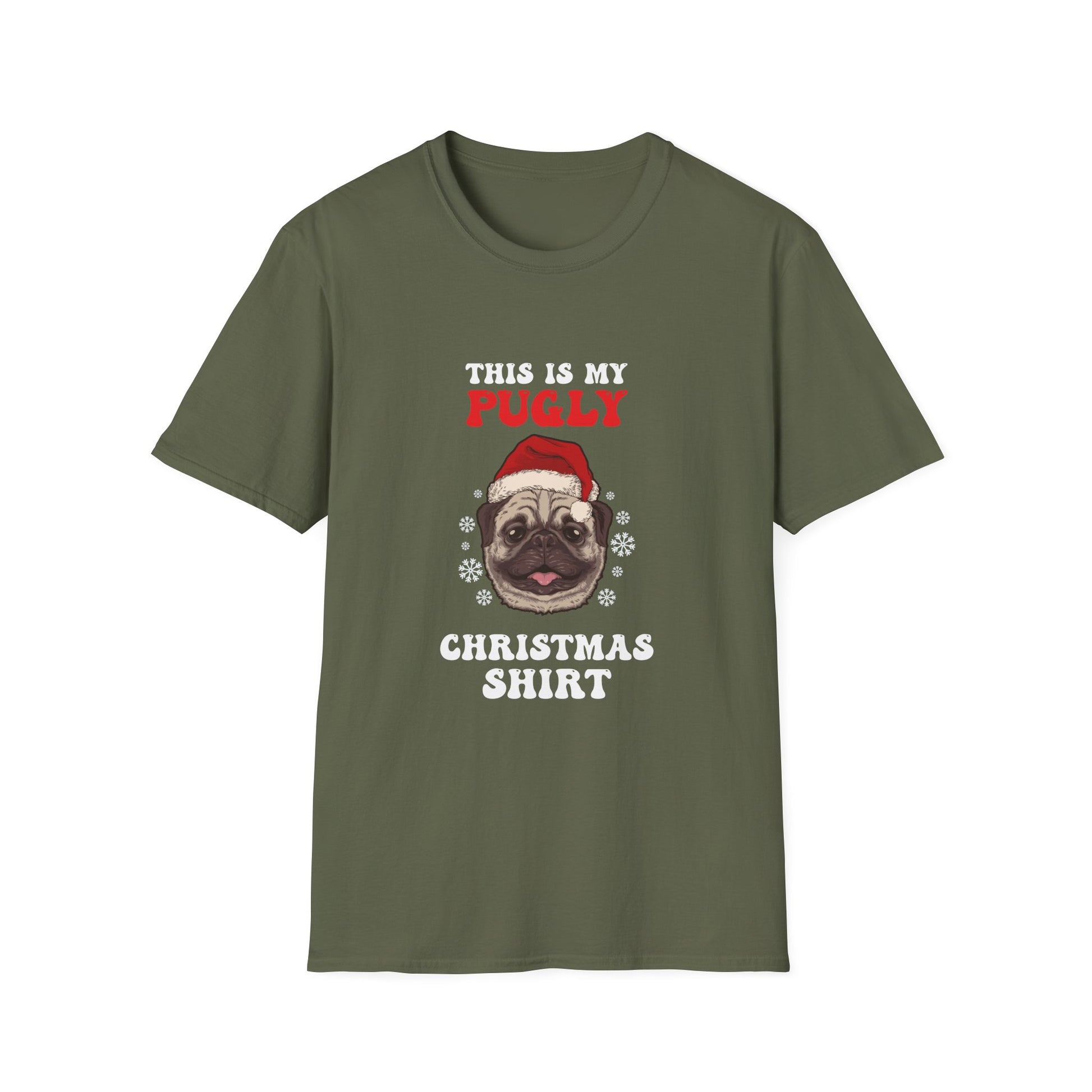 Pug Christmas Shirt – “This Is My Pugly Christmas Shirt” Holiday Tee