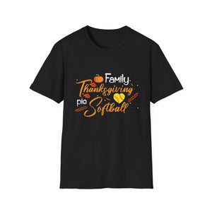 Thanksgiving Softball Family T-Shirt — Family, Turkey & Pumpkin Fall Baseball Tee  Unisex T-Shirt