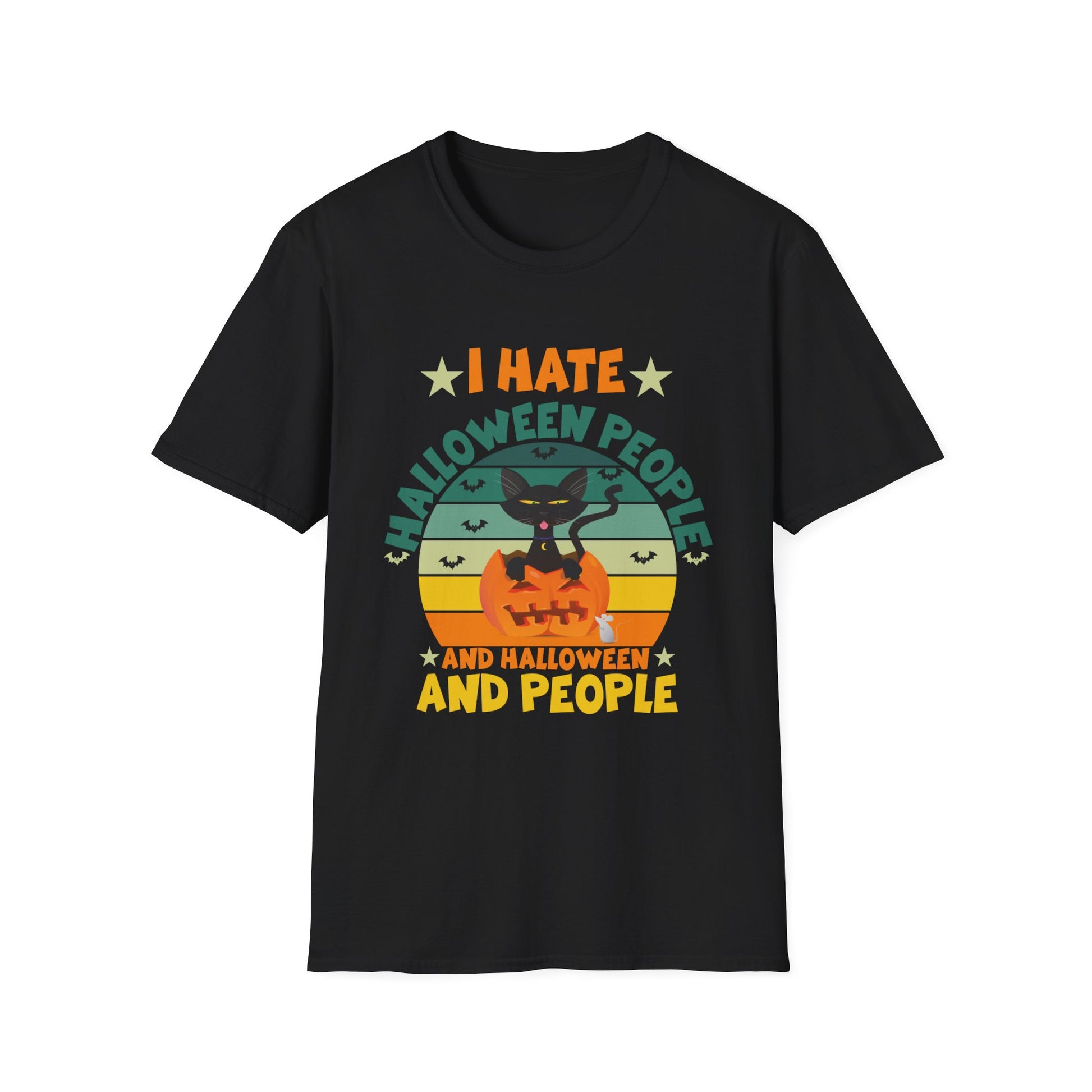 I Hate Halloween And People - Funny Halloween Cat Costume TeeUnisex Softstyle T-Shirt