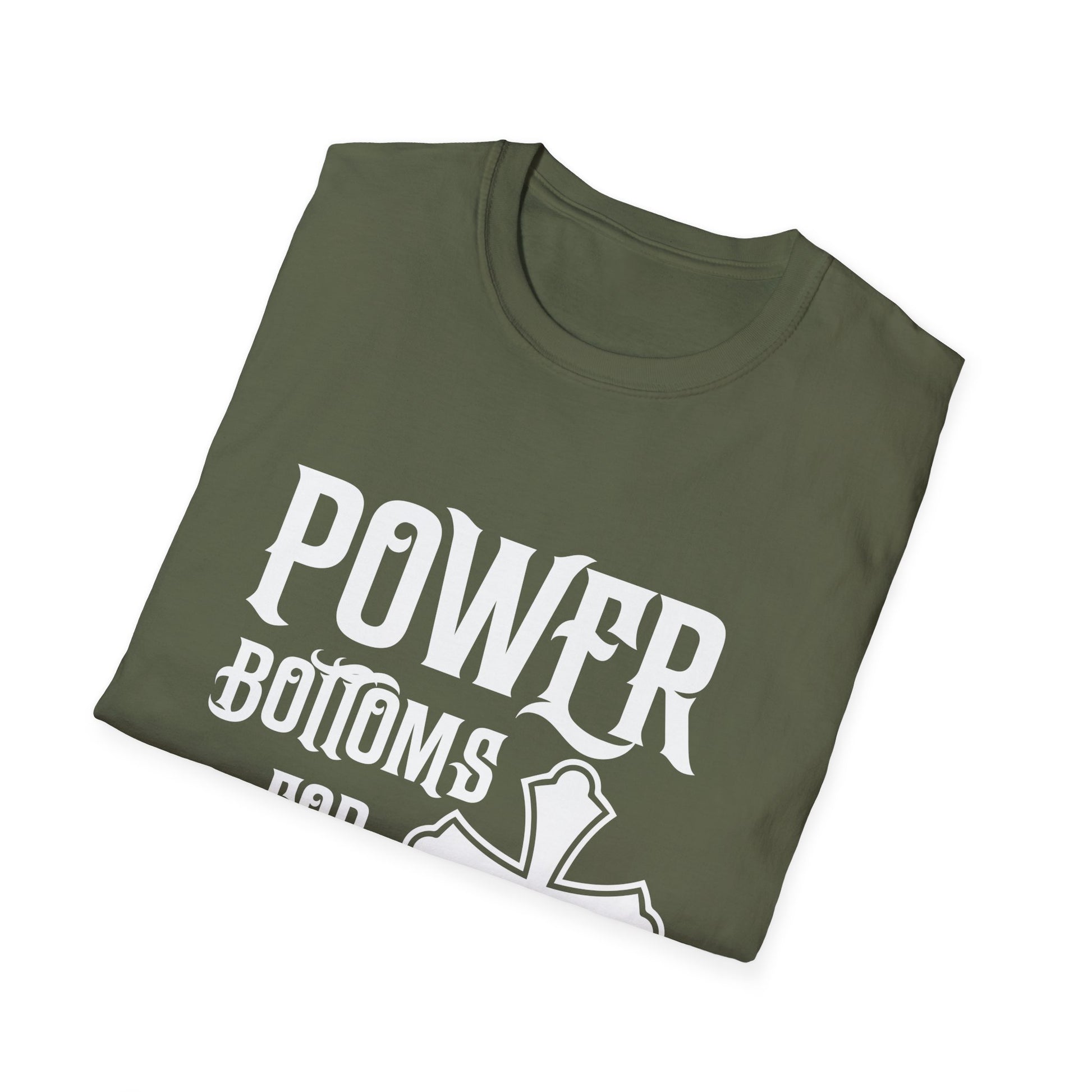 T-Shirt — "Power Bottoms for Jesus" Cross Graphic Religious Tee