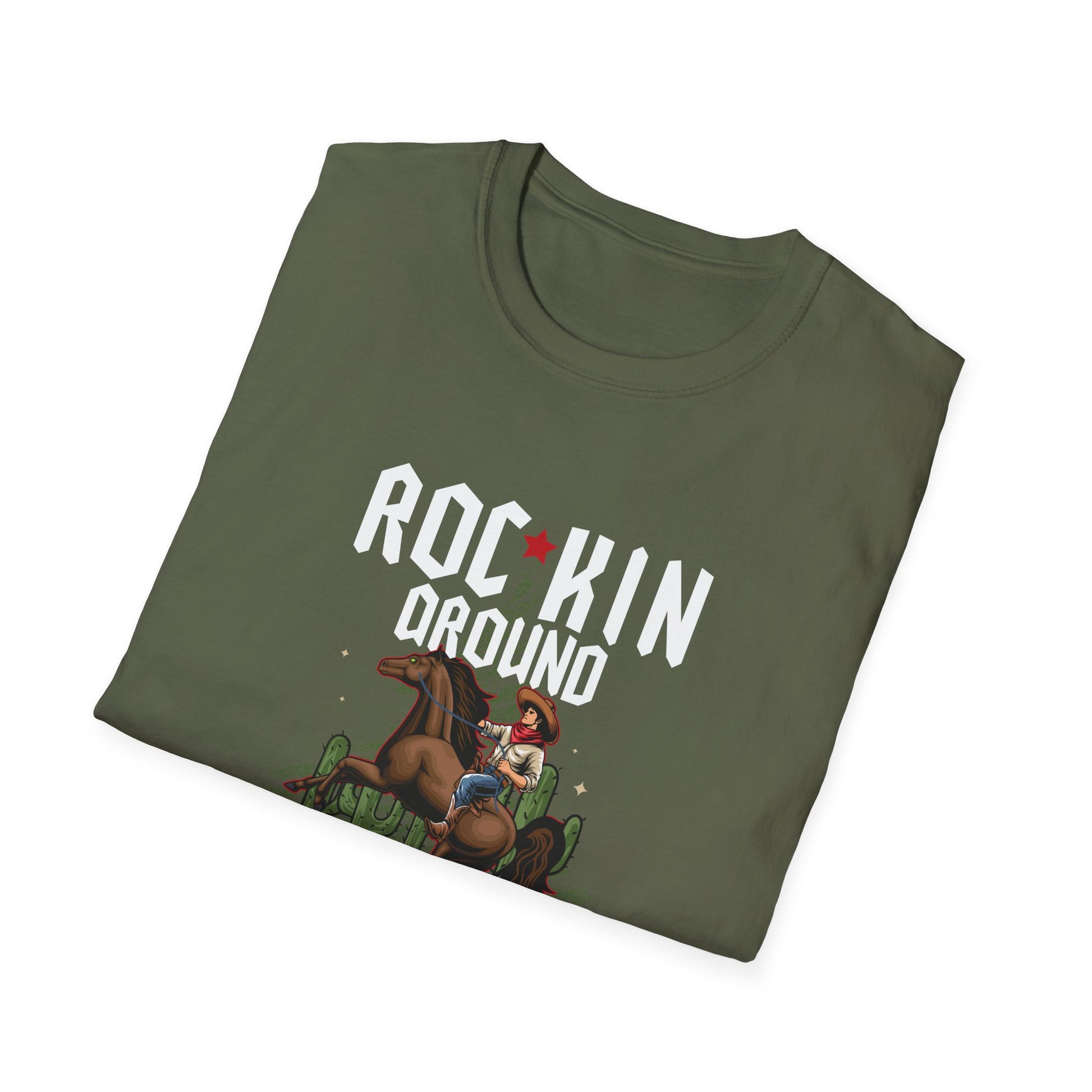 Rocking Around The Christmas Tree Cowboy Christmas Western Unisex T-Shirt