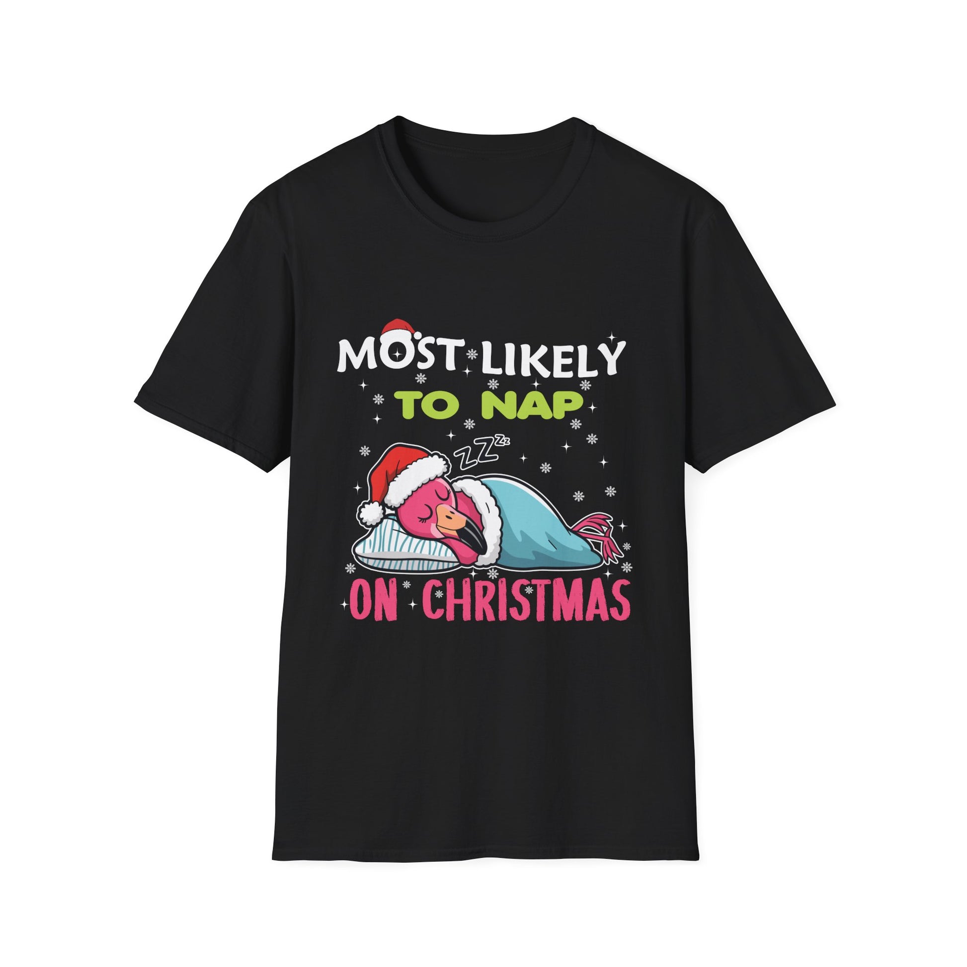 Most Likely To Nap On Christmas Family Christmas Pajamas Unisex Softstyle T-Shirt