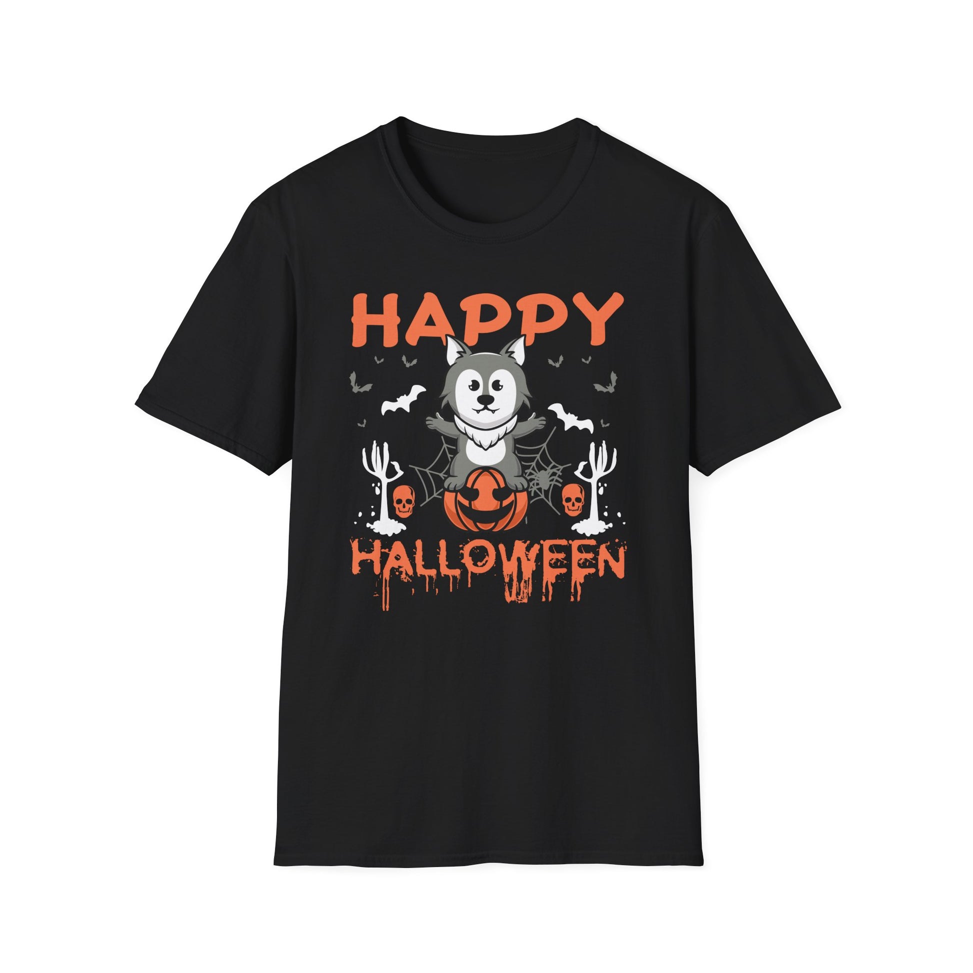 Happy Halloween Husky T-Shirt — Cute Spooky Dog Pumpkin Tee