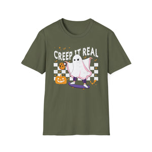 Creep It Real Vintage Ghost Halloween Tee Unisex Softstyle T-Shirt