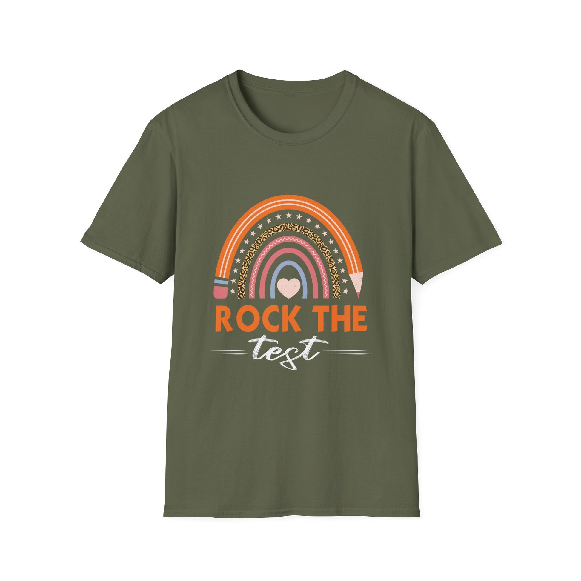 Rock the Test T-Shirt – Rainbow Teacher Appreciation / Test Day Motivational Tee