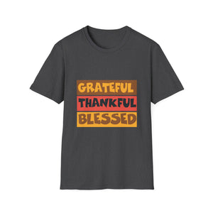 Grateful Thankful Blessed T-Shirt — Cozy Thanksgiving Fall Tee