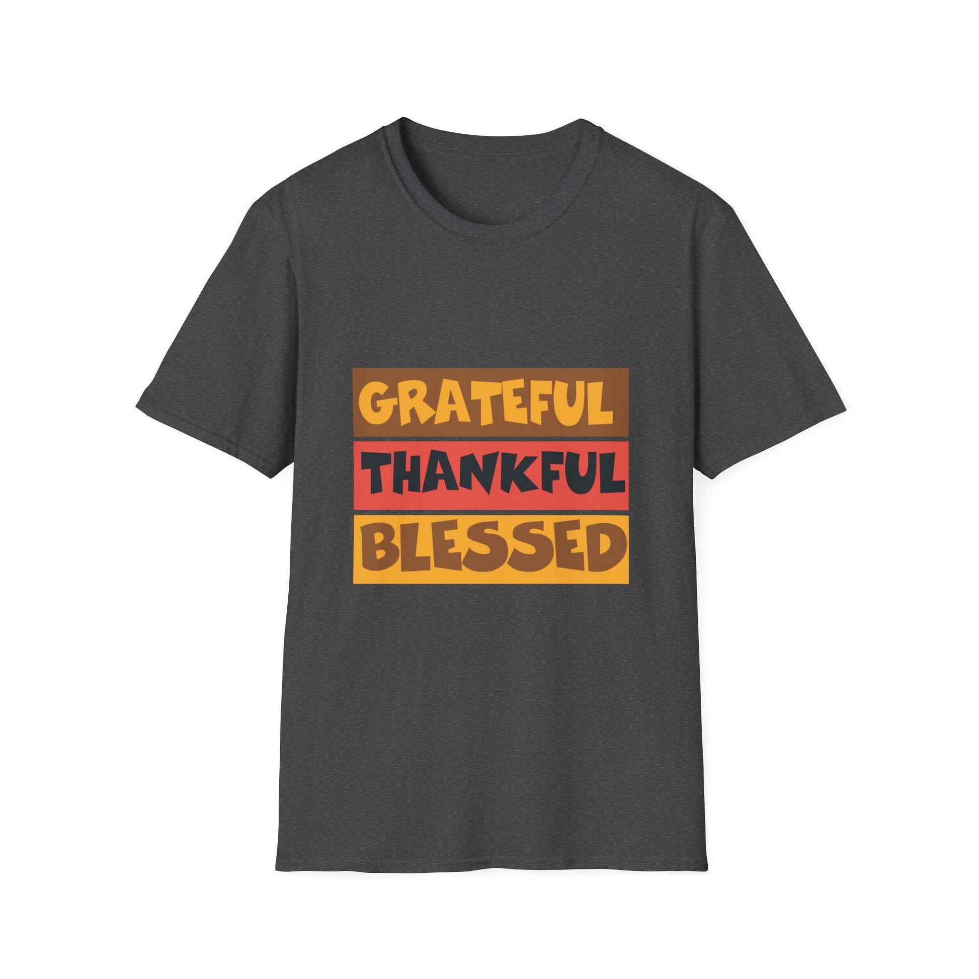 Grateful Thankful Blessed T‑Shirt — Thanksgiving Fall Autumn Gratitude Tee