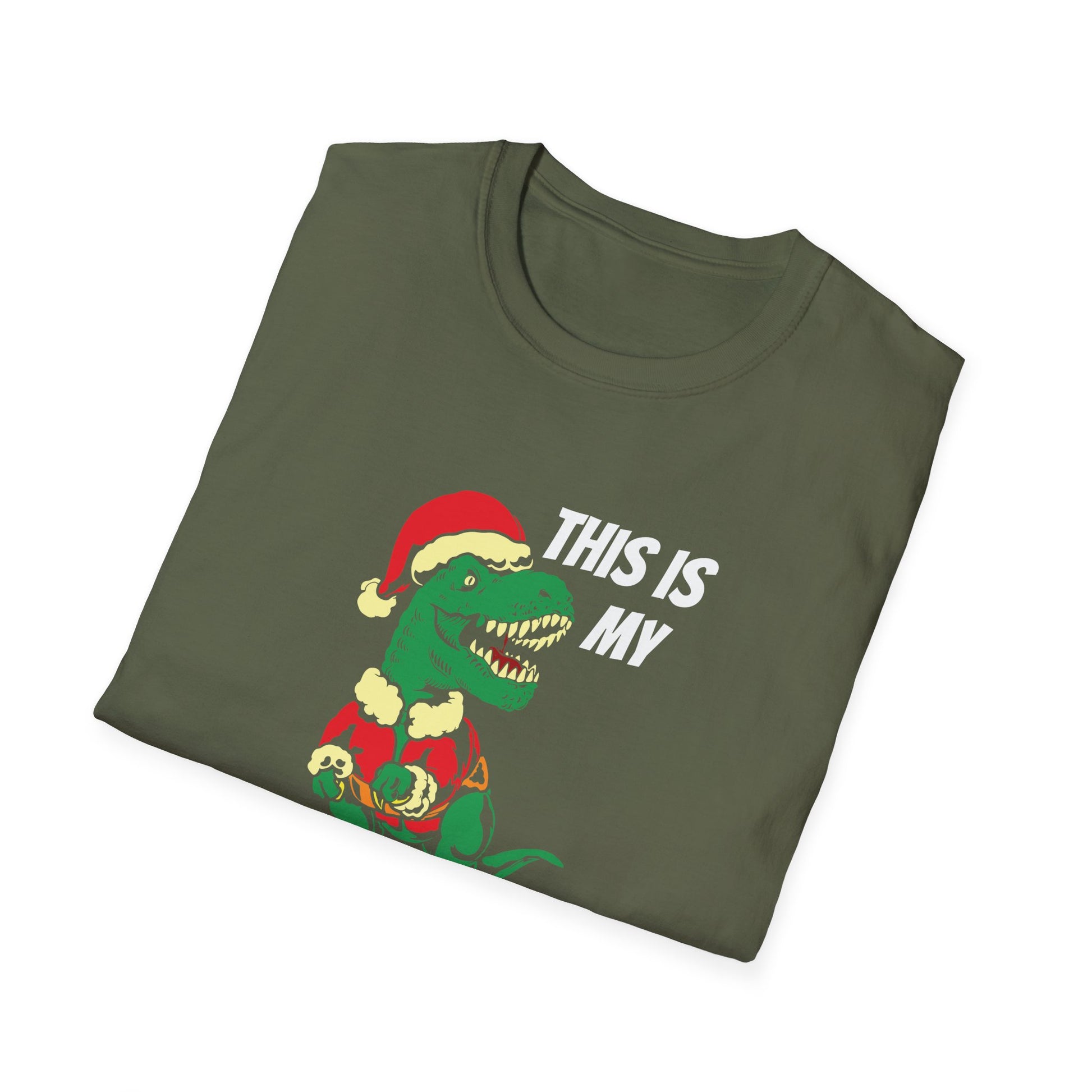 Christmas Pajama Shirt T‑Shirt — Funny T‑Rex in Santa Hat "This Is My Christmas Pajama Shirt"