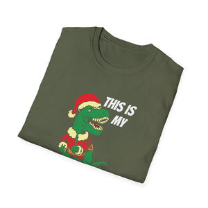 Christmas Pajama Shirt T‑Shirt — Funny T‑Rex in Santa Hat 