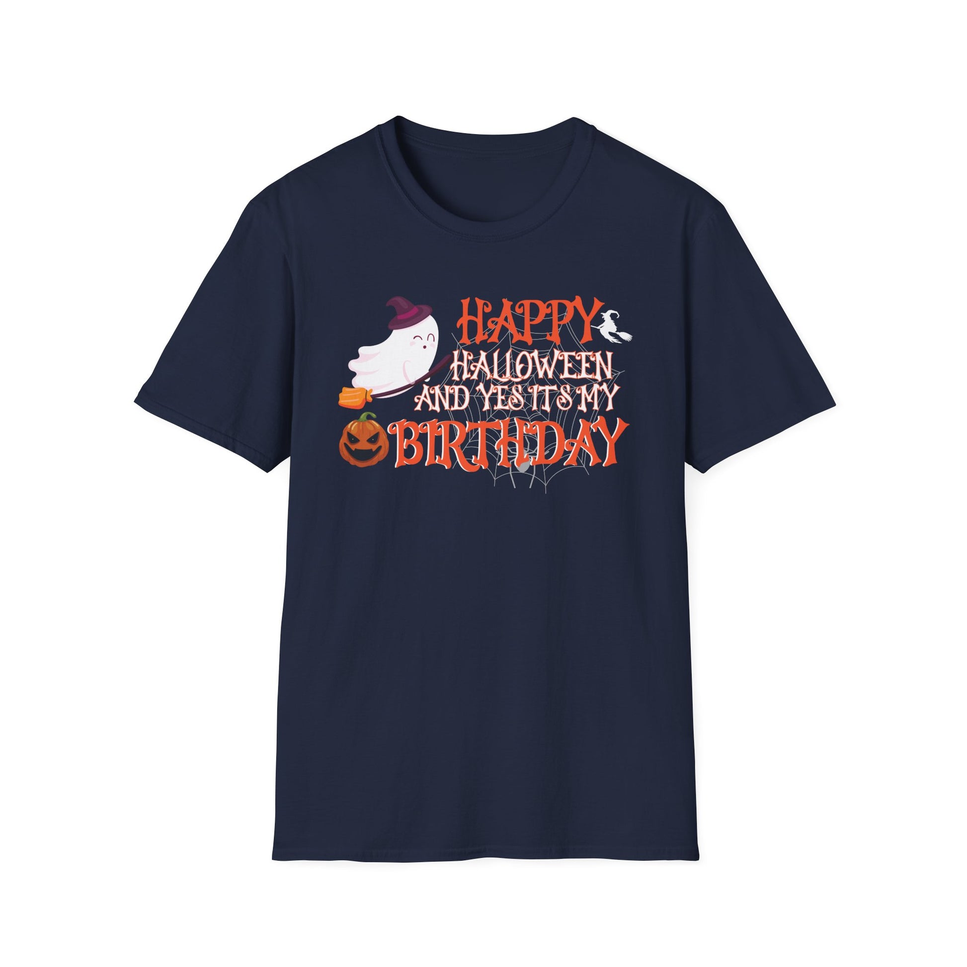 Halloween Birthday T-Shirt – "Happy Halloween and Yes It’s My Birthday" Ghost Tee