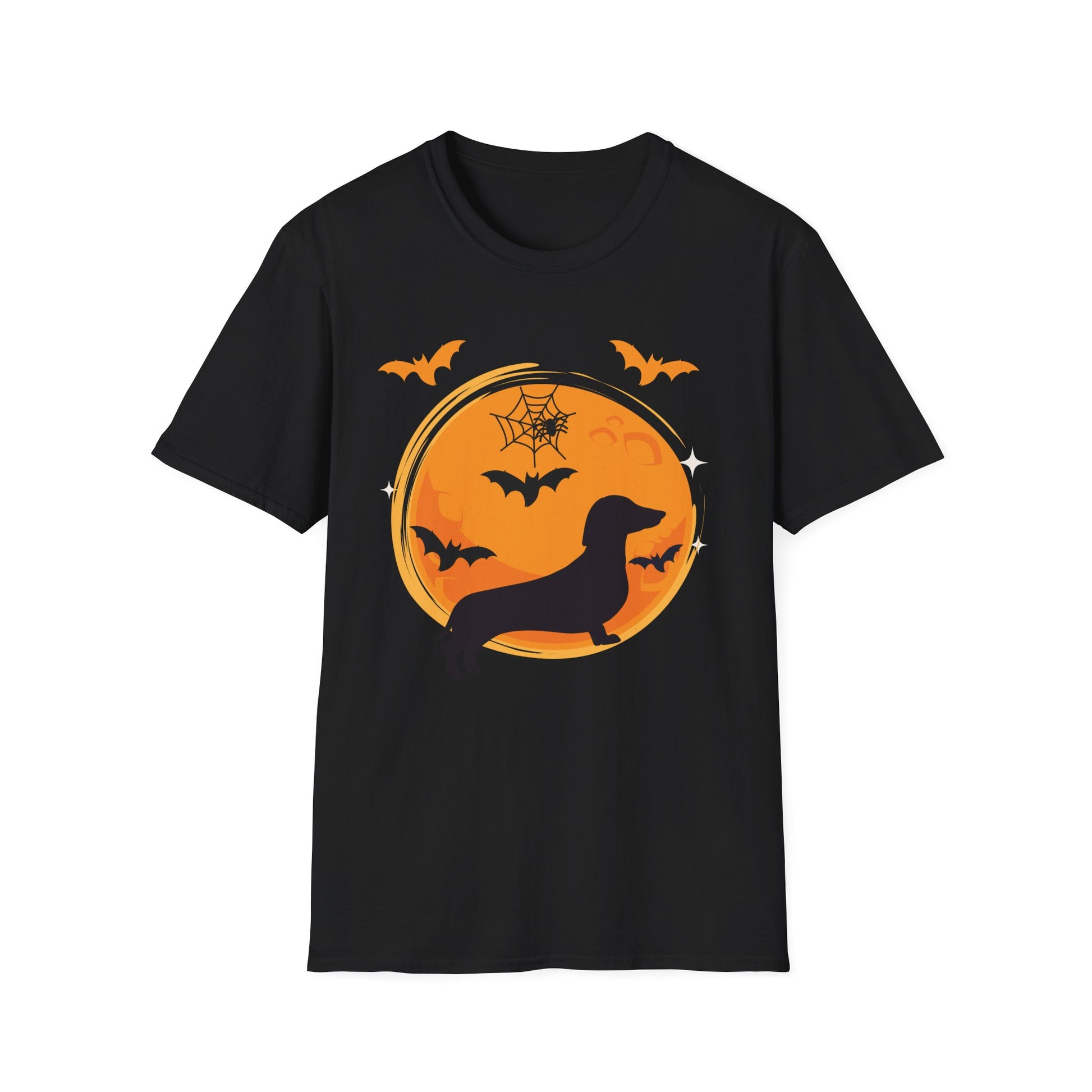 Dachshund Halloween T-Shirt — Dachshund Silhouette with Bats & Moon