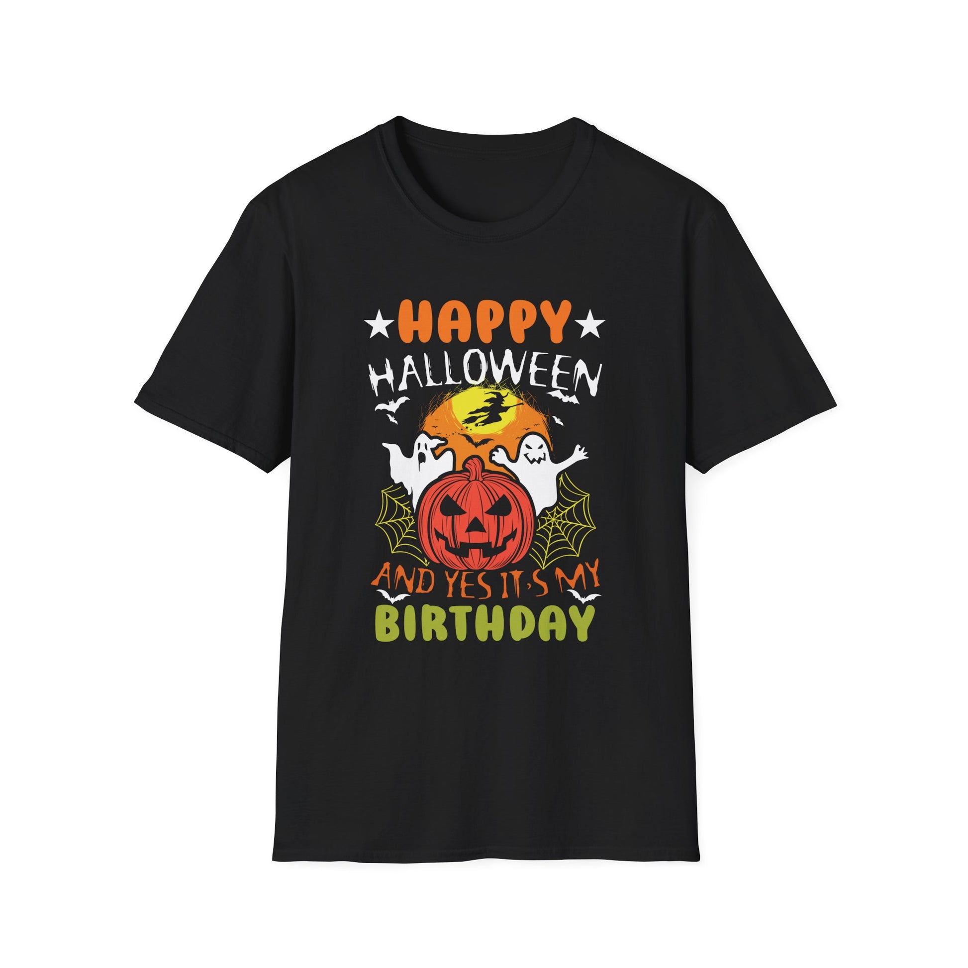 Halloween Birthday T-Shirt — "Happy Halloween And Yes It's My Birthday" Pumpkin & Ghost Tee