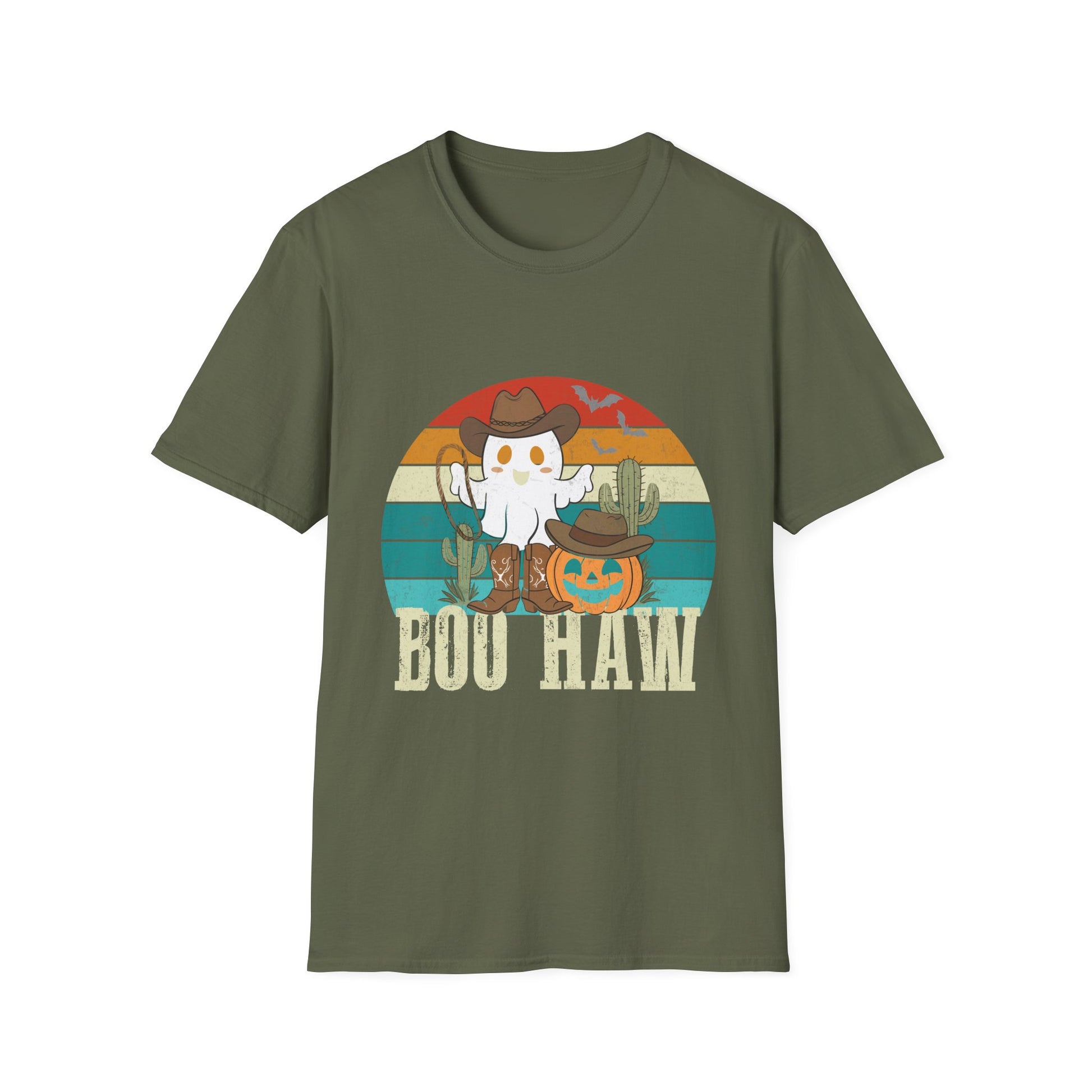 Boo Haw T-Shirt – Halloween Cowboy Ghost & Pumpkin Vintage Tee
