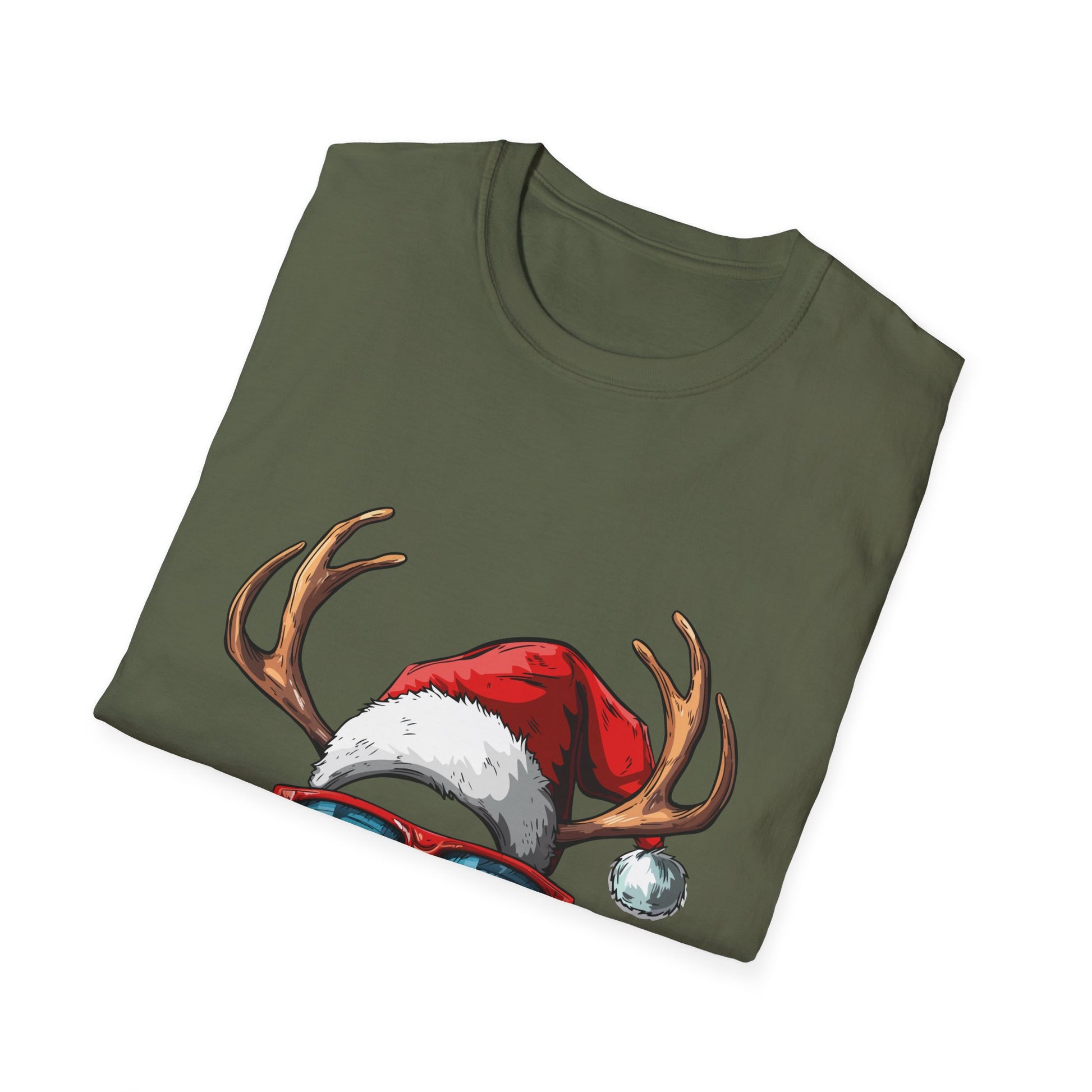 Christmas Reindeer Face Glasses Matching Family Christmas Unisex T-Shirt