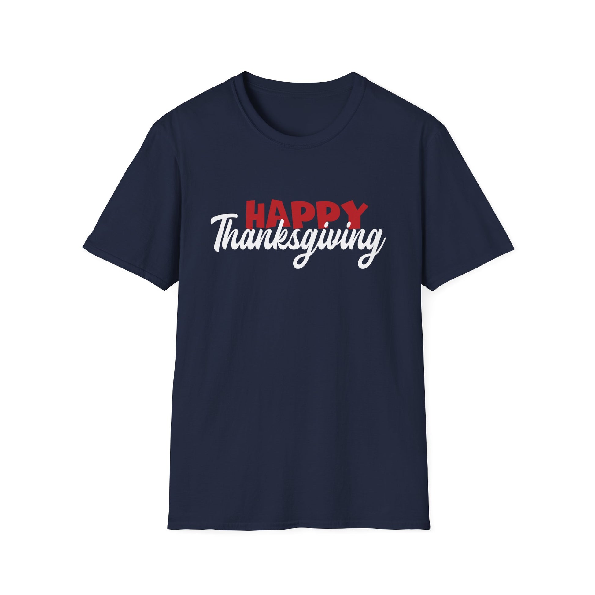 Thanksgiving T-Shirt — "Happy Thanksgiving" Script Holiday Tee